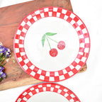 Serveerbord | Keramiek Geruit Kers | Set van 2, 7 inch