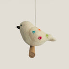 Luna-Leena vogel hangend ornament - veelkleurige sterren - wol - handgemaakt in Nepal