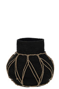 J-Line bloempot Marie - zeegras - zwart - Ø 21 cm