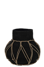 J-Line bloempot Marie - zeegras - zwart - Ø 21 cm