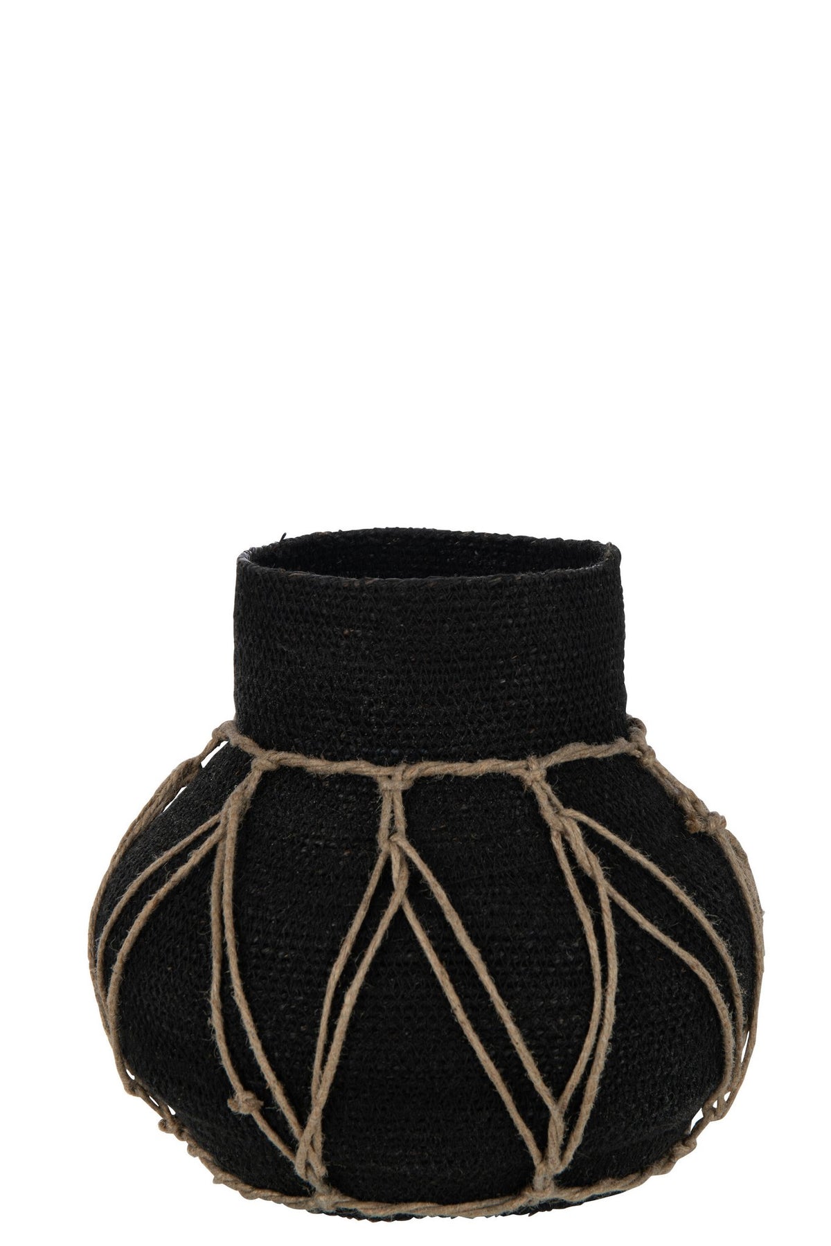 J-Line bloempot Marie - zeegras - zwart - Ø 21 cm