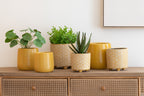 J-Line bloempot Effen - keramiek - oker - small - Ø 12 cm