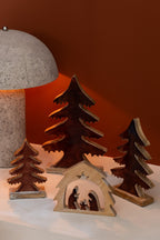 J-Line decoratie Kerststal in Huis - hout - naturel/bruin - M