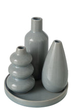J-Line vaas Sliflore - porselein - grijs - 4 stuks