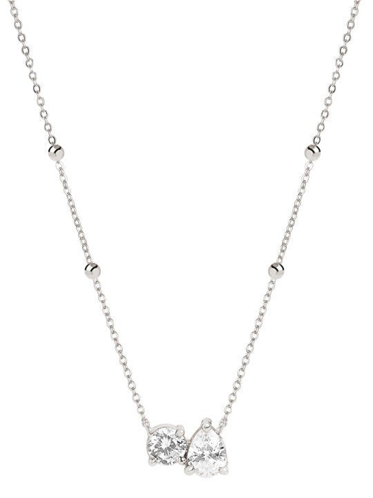 Ketting verfraaid met kristallen – modeaccessoire – verzilverd messing – enkele eenheid