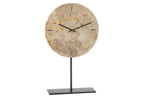 J-Line klok Rond Marmer - steen - beige/zwart