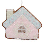 Kersthanger Gingerbread house 9x1x8 cm Roze Blauw Kunststof