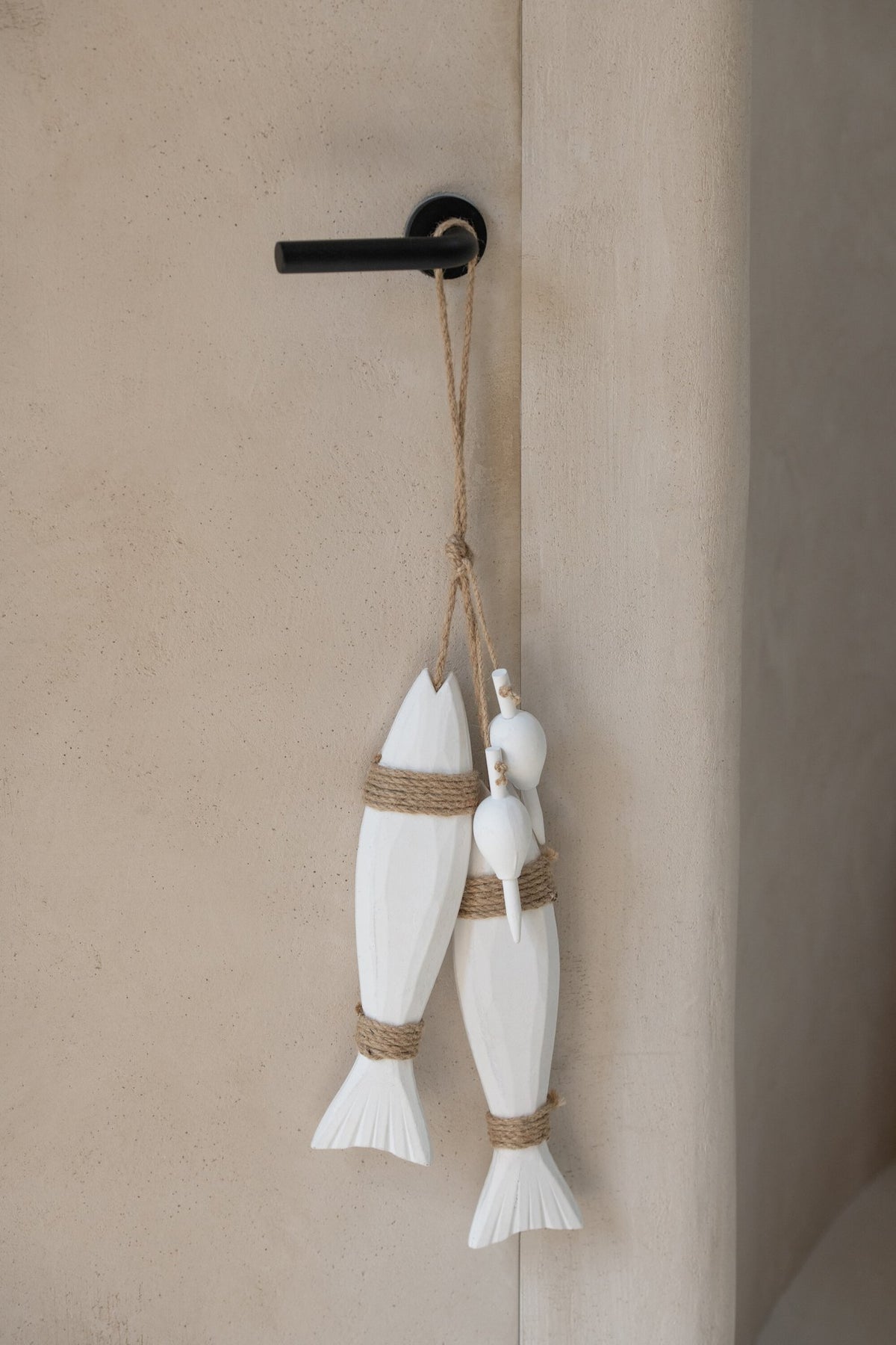 J-Line hanger Vis - hout - wit