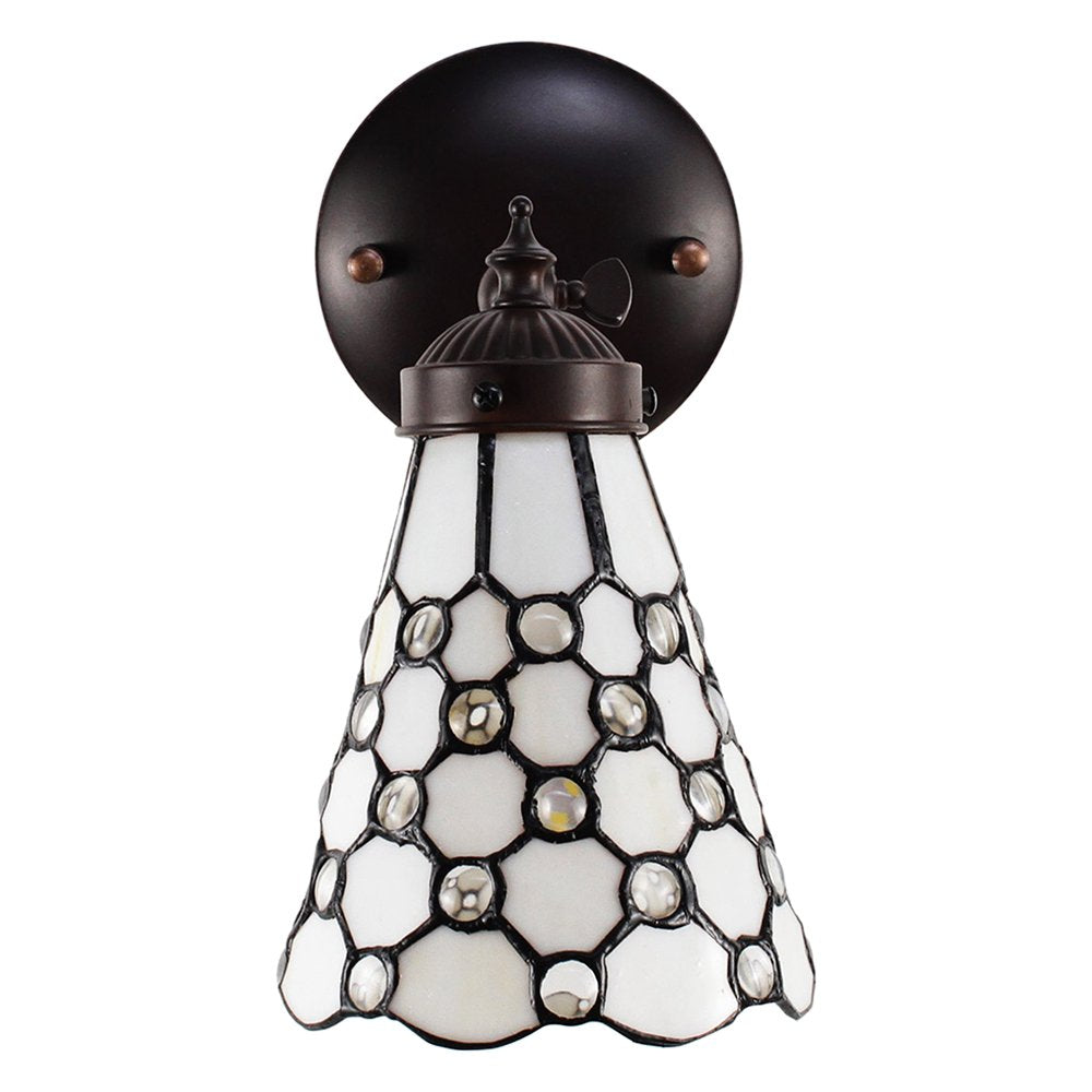Wandlamp Tiffany 17x12x23 cm Wit Bruin Glas Muurlamp