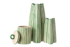 J-Line vaas Gestreept - keramiek - wit/groen - L