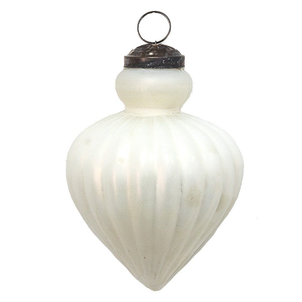 Kerstbal Ø 8 cm Wit Glas Kerstdecoratie