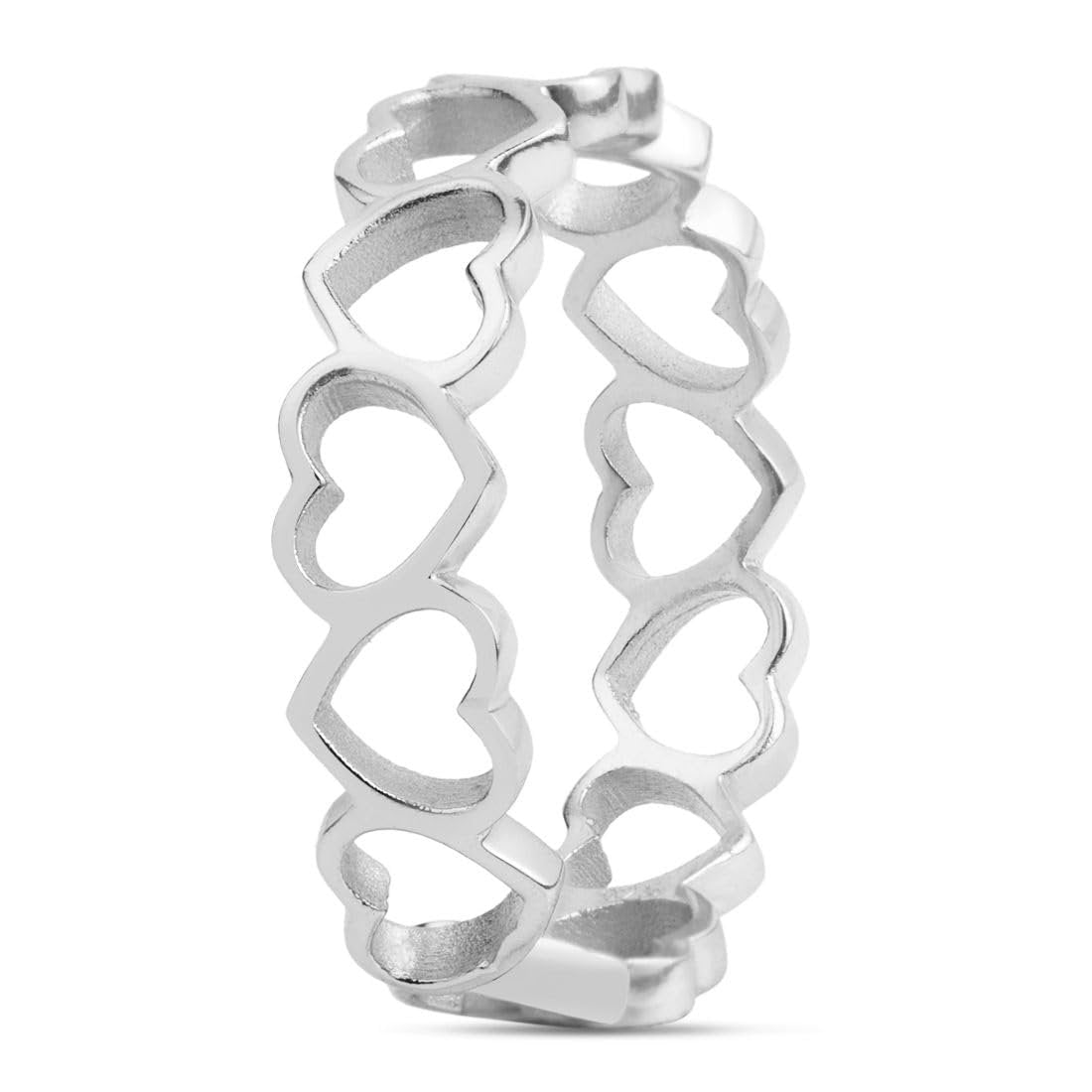 Sterling zilveren hartjesring – damesmodering – 925 sterling zilver gerhodineerd – 1 jaar garantie op plating