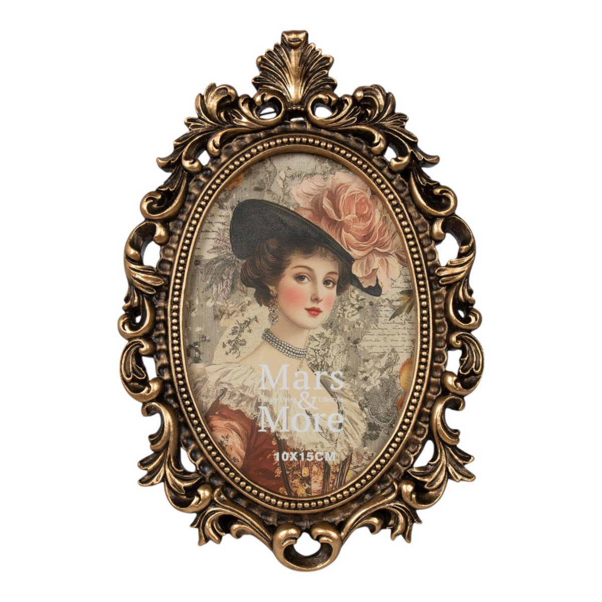 Fotolijst ovaal schelp hars goud 15x2,4x22,7cm