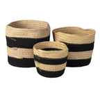Opbergmand Set van 3 Ø 22 Ø 19 Ø 16 cm Zwart Touw Mand