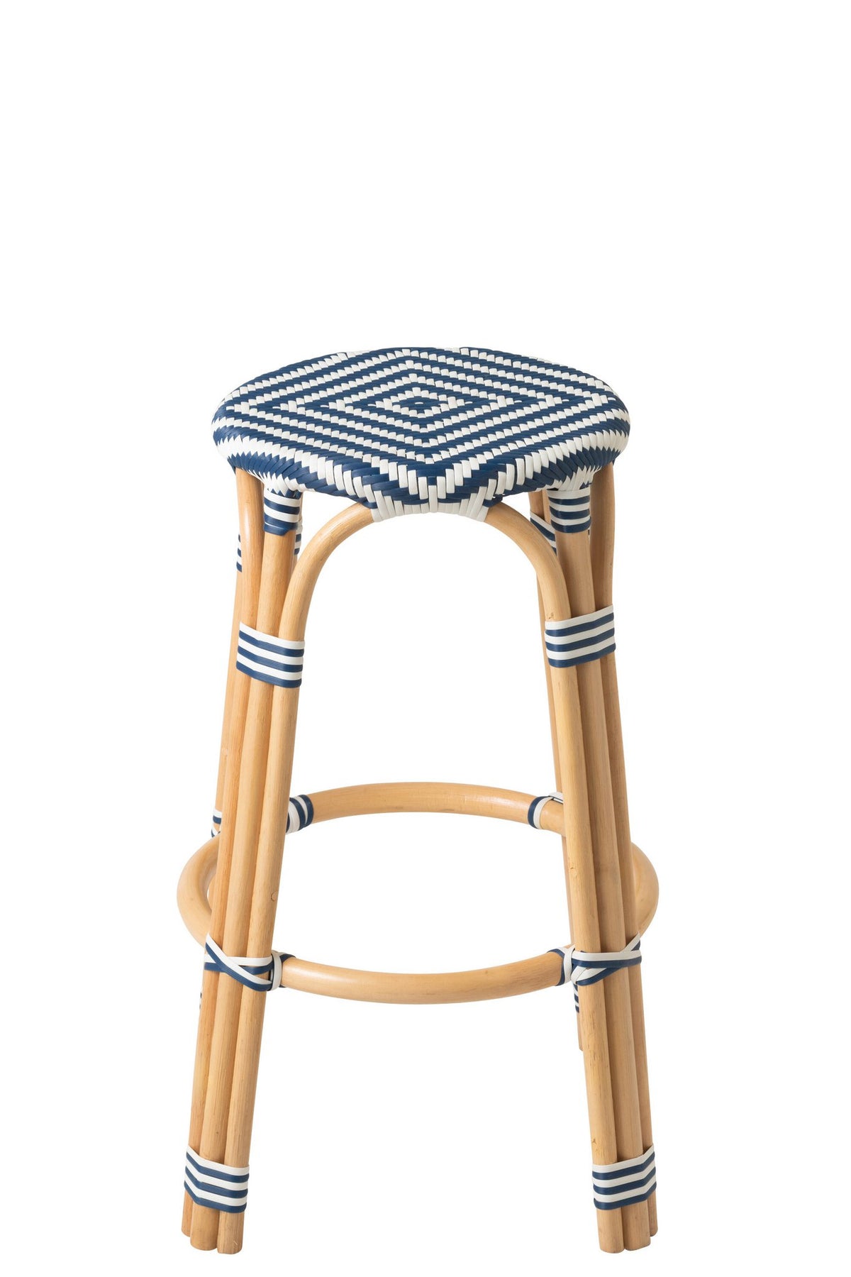 J-Line kruk geometrisch - rotan - wit