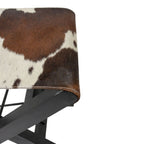 Regisseur krukje koehuid bruin-wit opvouwbaar 48x35x45cm (bos taurus taurus)