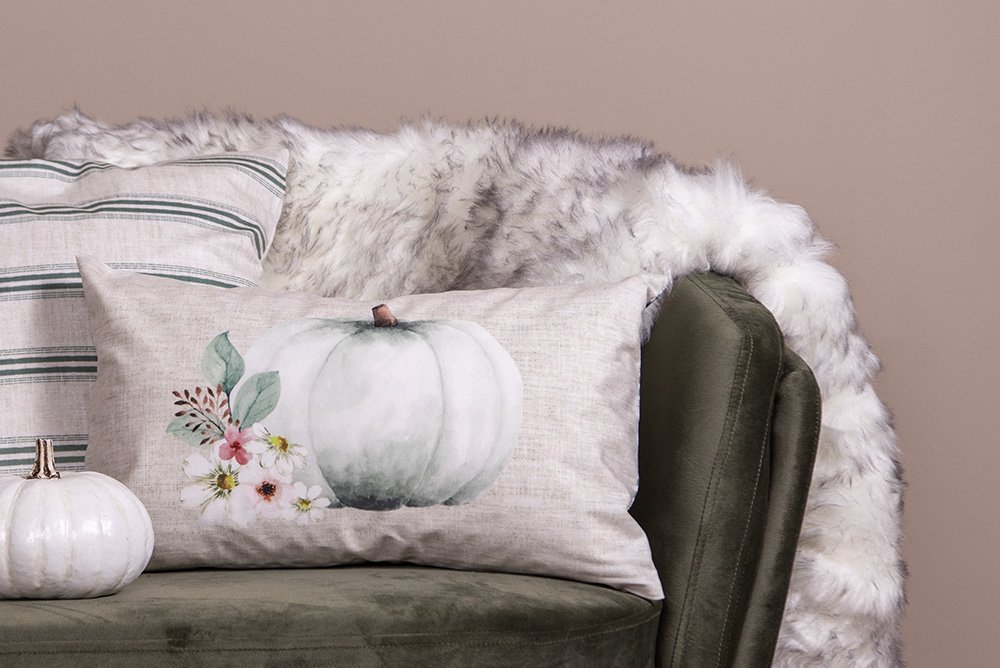 Kussenhoes 45x45 cm Beige Grijs Polyester Pompoen Sierkussenhoes