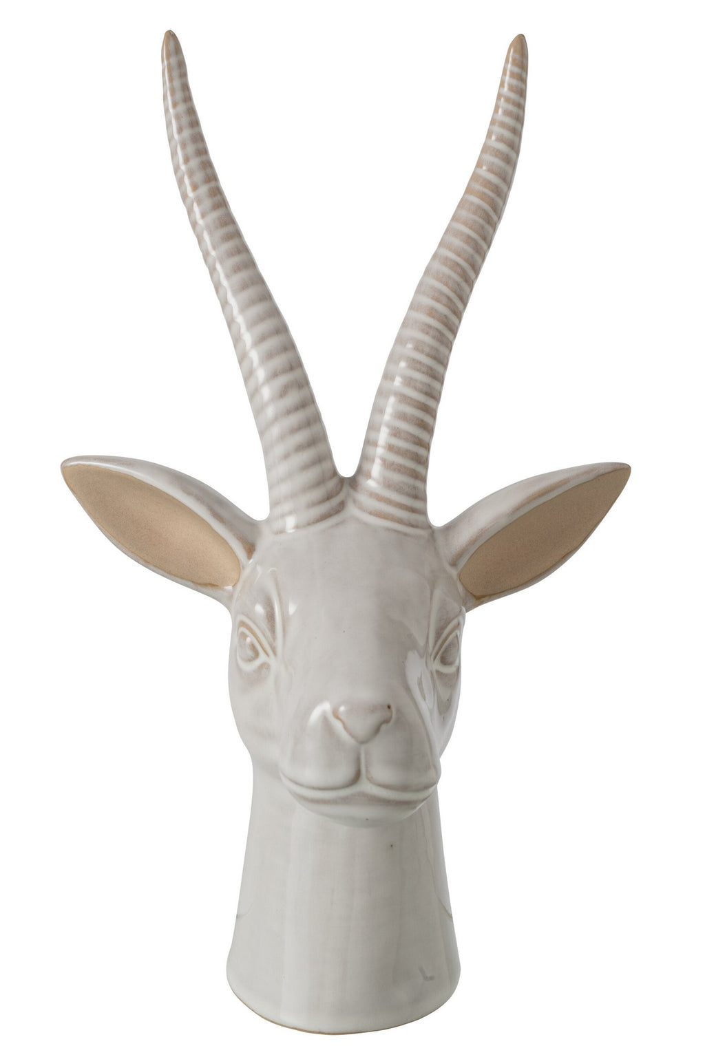 J-Line decoratie Hert Hoofd - porselein - ecru - large