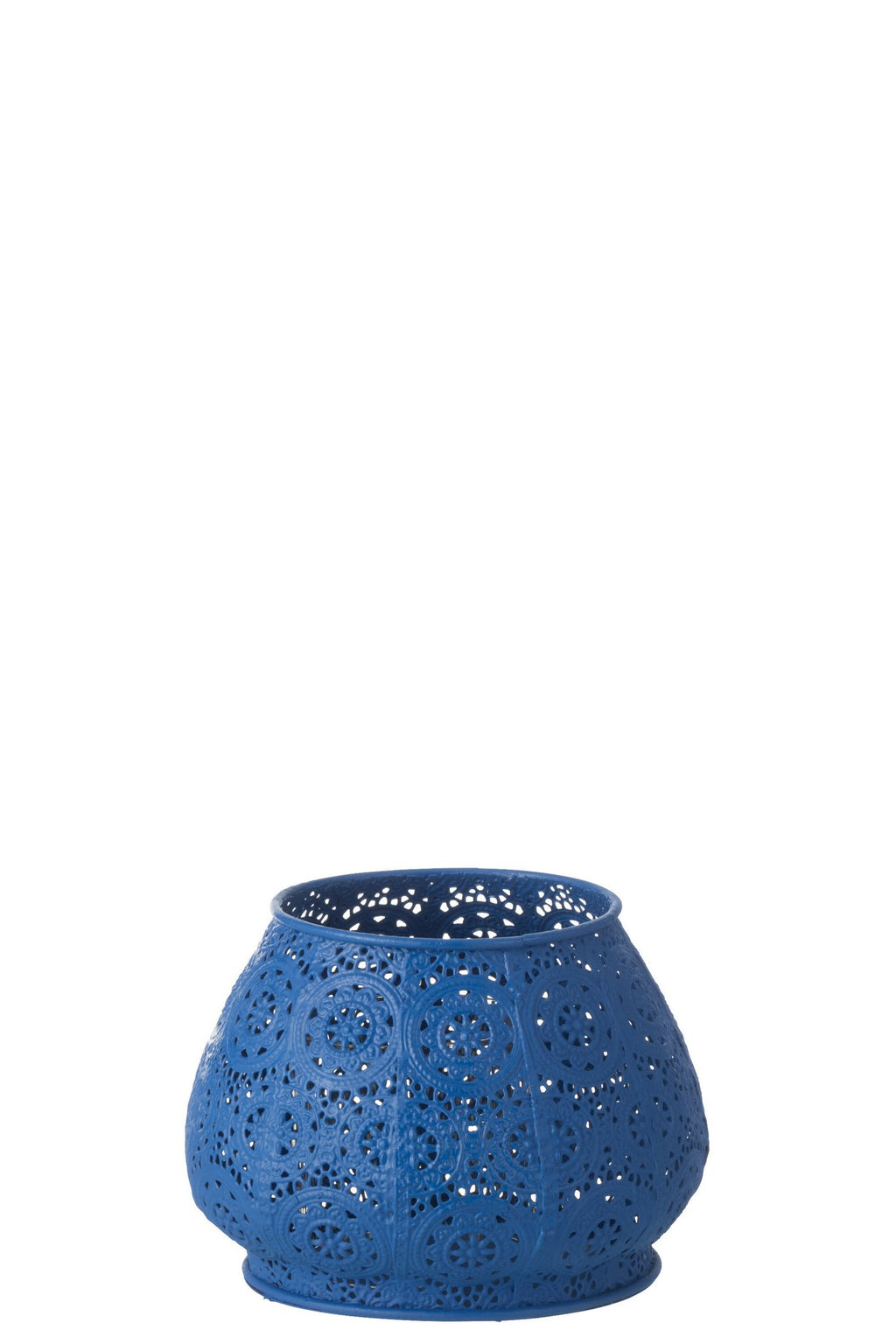 J-Line Theelichthouder Cylinder Metaal/Glas Blauw Large