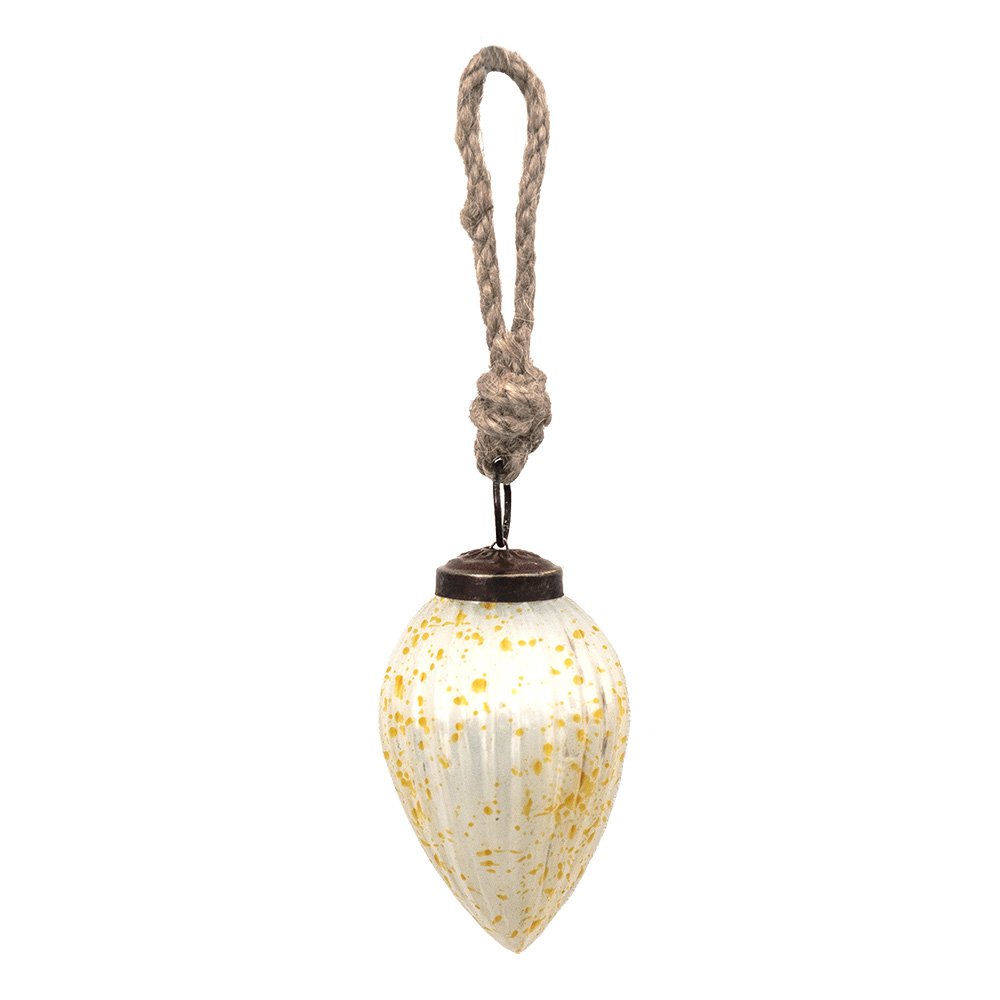 Kerstbal Ø 5 cm wit Geel Glas Kerstdecoratie