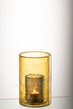 J-Line Theelichthouder Dubbel Glas Geel Small