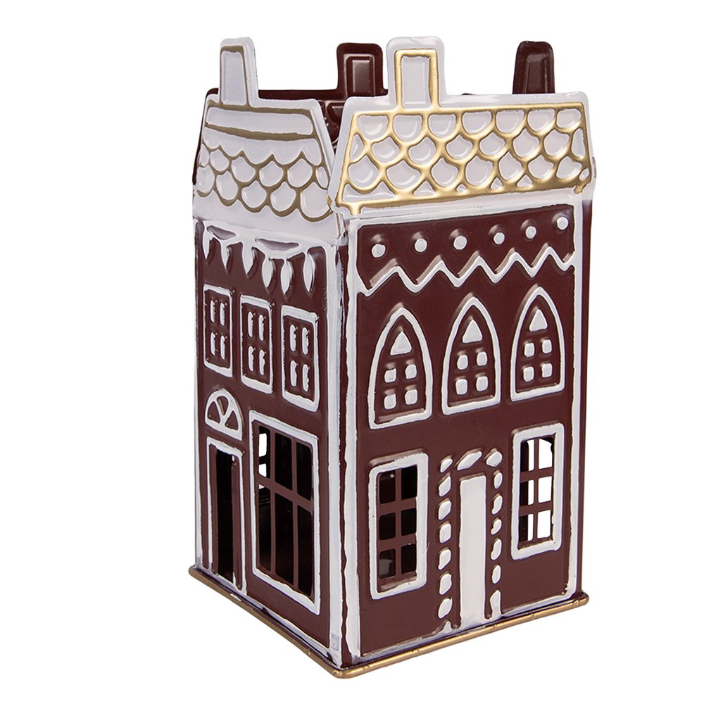 Waxinelichthouder Huis 12x12x22 cm Rood Metaal