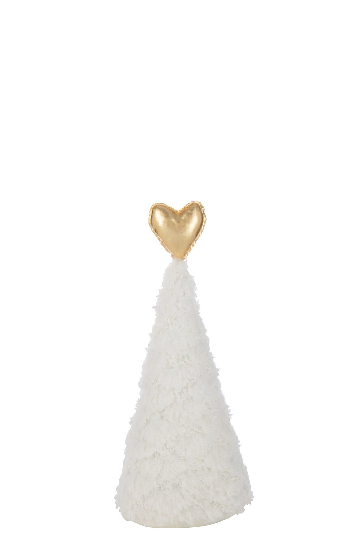J-Line decoratie Kerstboom Hart - polyresin - wit/goud - M