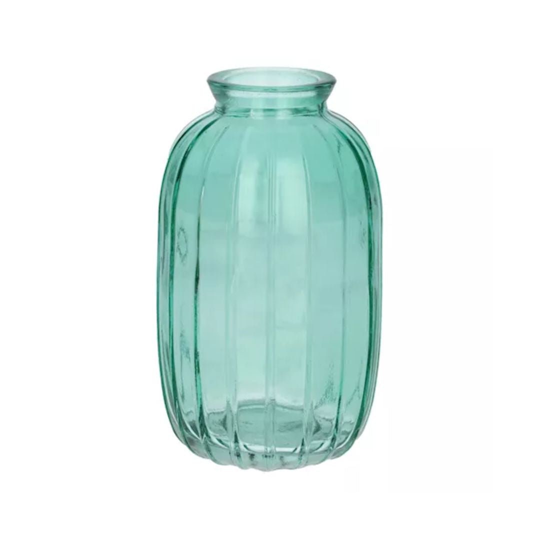Fles Carmen transparant turquoise medium 12 cm