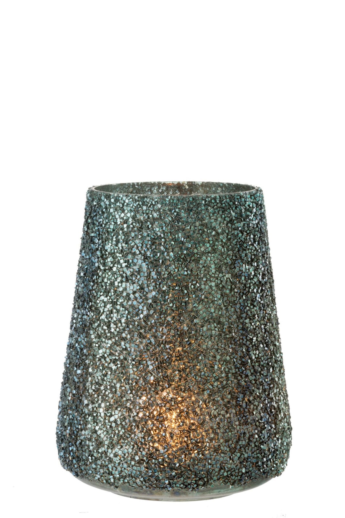 J-Line windlicht Glitter - glas - donkergroen - large