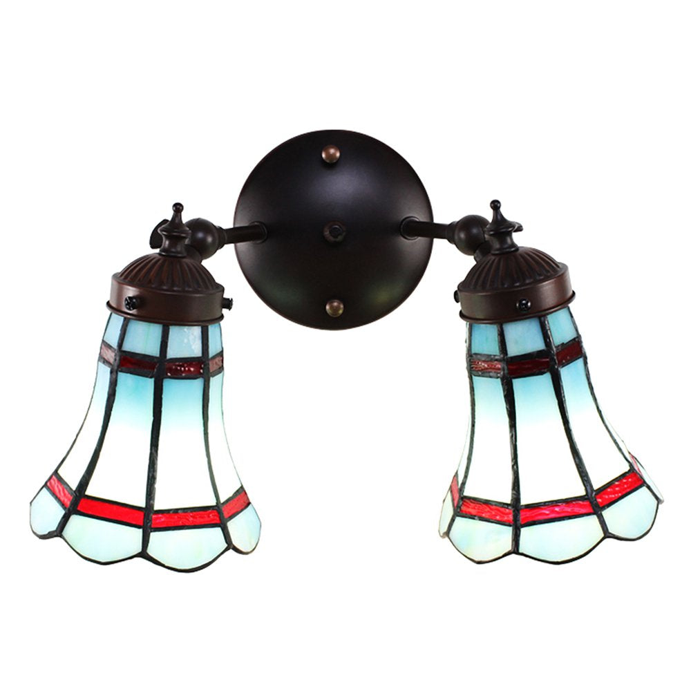 Wandlamp Tiffany 30x23x23 CM Blauw Rood Glas Muurlamp