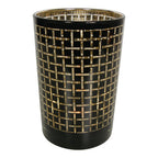 Theelichthouder zwart blokjes large 18cm*