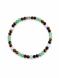 Dames armband Tijgeroog, Rozenkwarts en Aventurijn 4 mm