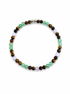 Dames armband Tijgeroog, Rozenkwarts en Aventurijn 4 mm