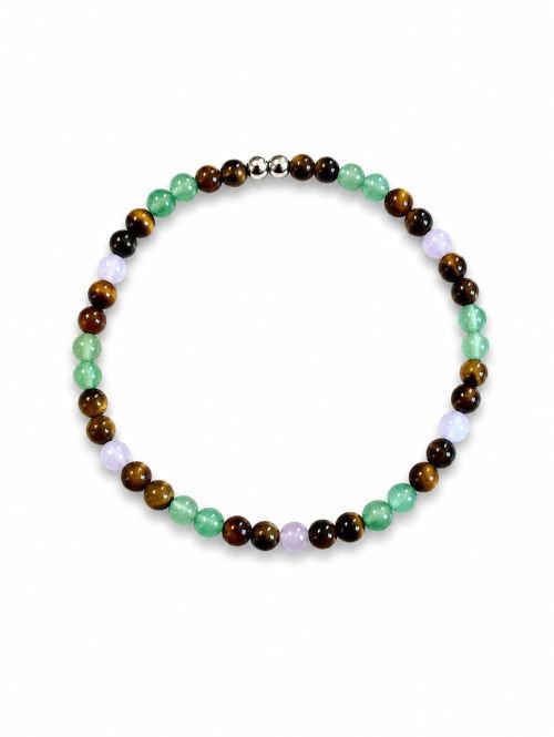 Dames armband Tijgeroog, Rozenkwarts en Aventurijn 4 mm