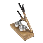 Theelichthouder 17 cm Bruin Hout Gewei Waxinelichthouder