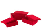 J-Line doos Rechthoekig - fluweel/papier - rood - 3 stuks
