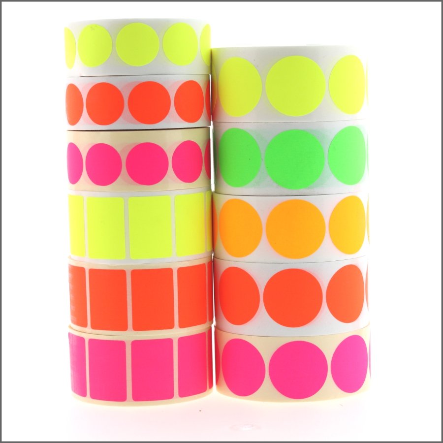 Blanco etiketten - Rond 35mm - fluor rood