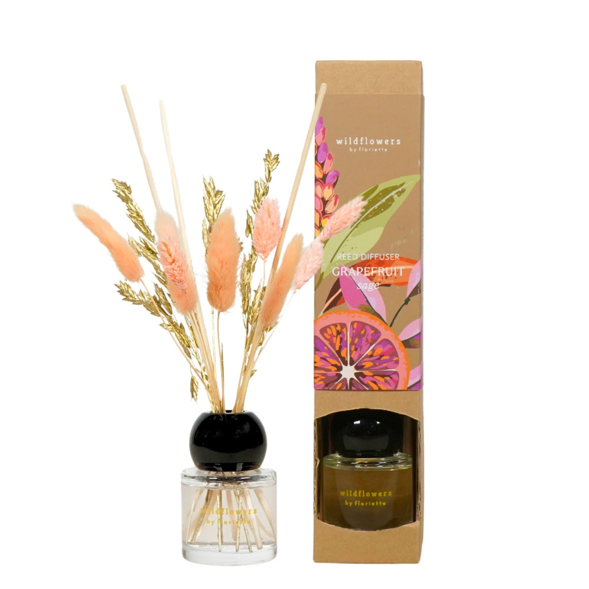 Rietverspreider met gedroogde bloemen 50ML - Grapefruit Salie
