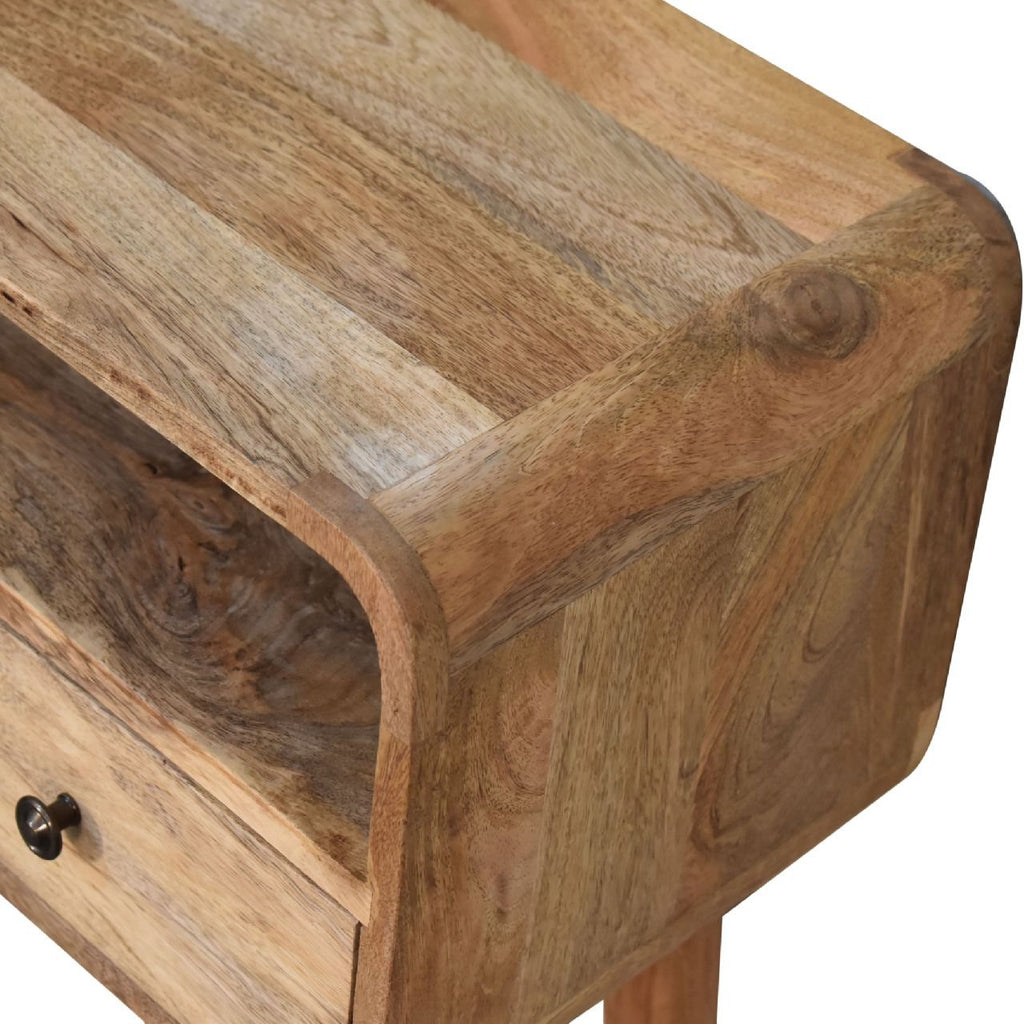 Massief hout, kleine gebogen console, licht eiken afwerking