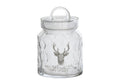 J-Line Voorraadpot met hert - glas - wit/naturel