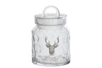 J-Line Voorraadpot met hert - glas - wit/naturel