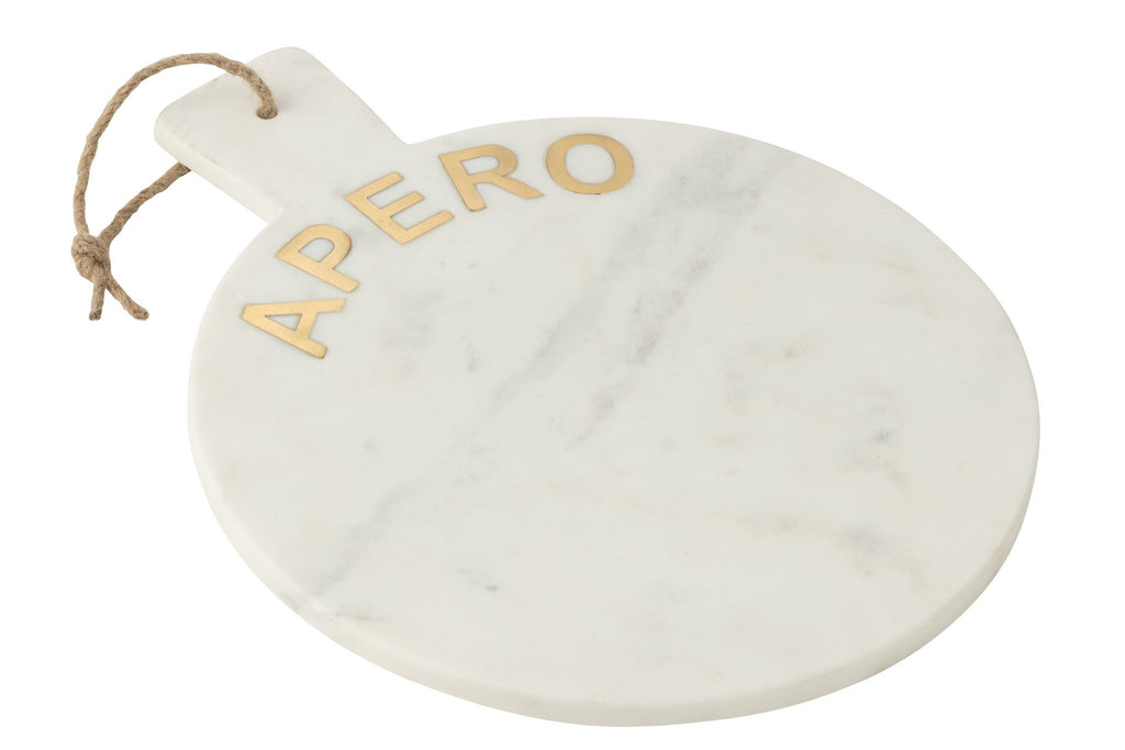 J-Line snijplank Rond Apero Marmer - steen - wit