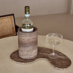 Titanium travertine vaas/wijnkoeler Ø12x18cm