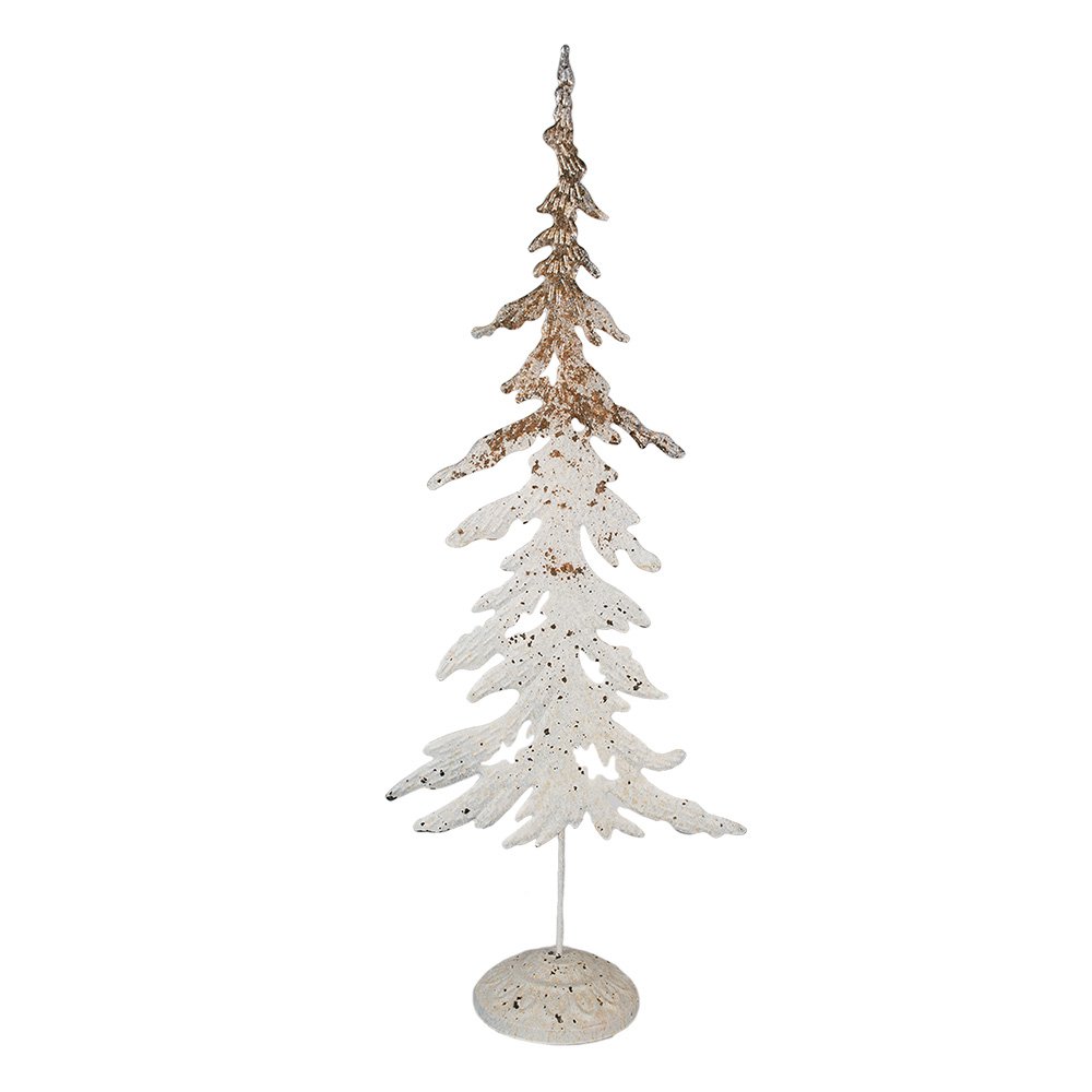 Decoratie Beeld Kerstboom 45 cm Wit Bruin Metaal