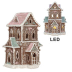 Gingerbread house met LED 15x12x20 cm Bruin Kunststof