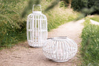 Windlicht Ø 28x50 cm wit Hout Kaarsenhouder