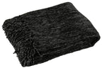 J-Line deken Chenille - polyester - zwart