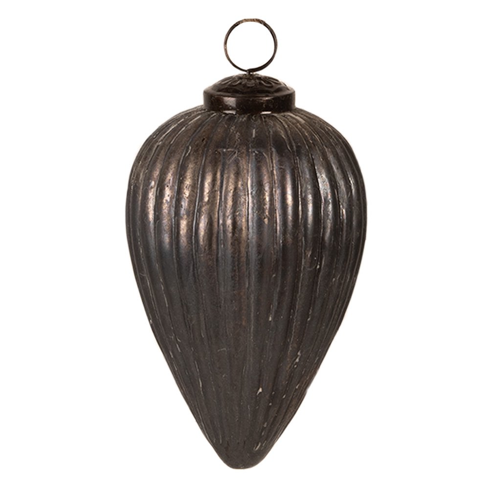 Kerstbal Ø 9x14 cm Grijs Glas Kerstboomversiering