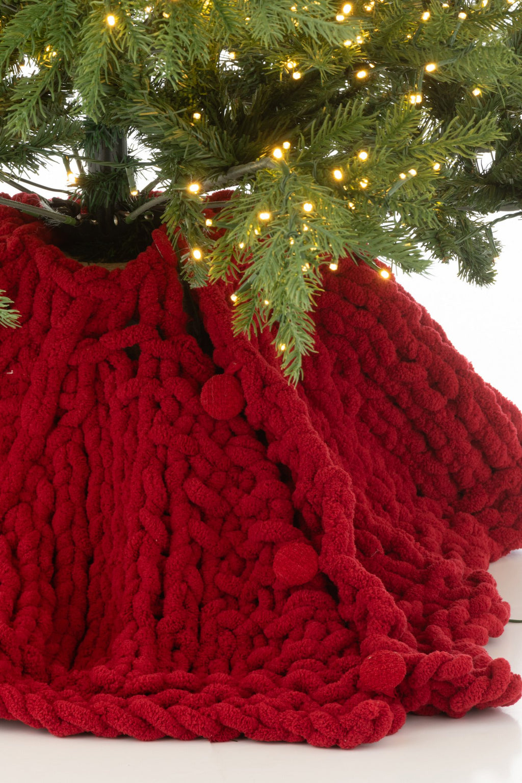 J-Line kerstboom rok Gebreid - polyresin - rood