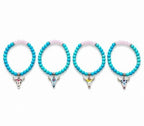 Boho dames armband Howliet en Rozenkwarts met buffel bedel